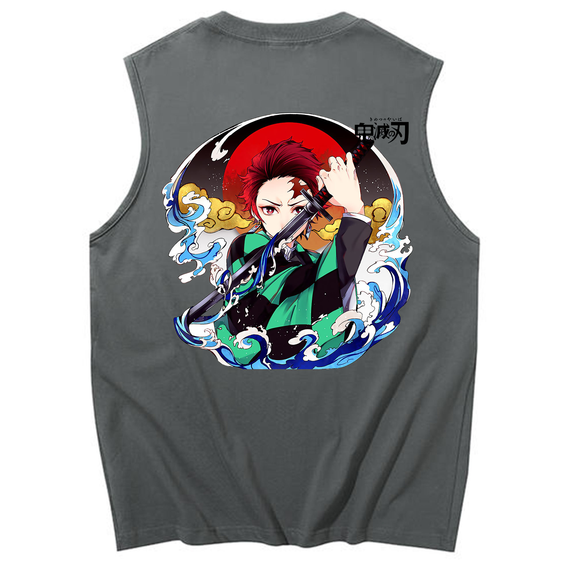 （画像用） 鬼滅の刃 竈門 炭治郎／かまど たんじろう Kamado Tanjirou コットン100％タンクトップ（背面プリント）